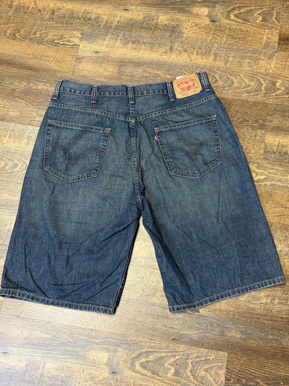 Levi's 569 Loose Straight Denim Jean Shorts Blue Dark Wash Mens 38 Jorts